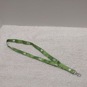 Lime Green Heart Pattern Lanyard Key Holder